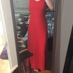 Simple long red maxi dress